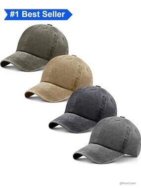 Washed Cotton Baseball Cap Adjustable Twill Plain Hat Unisex Vintage Dad Hat